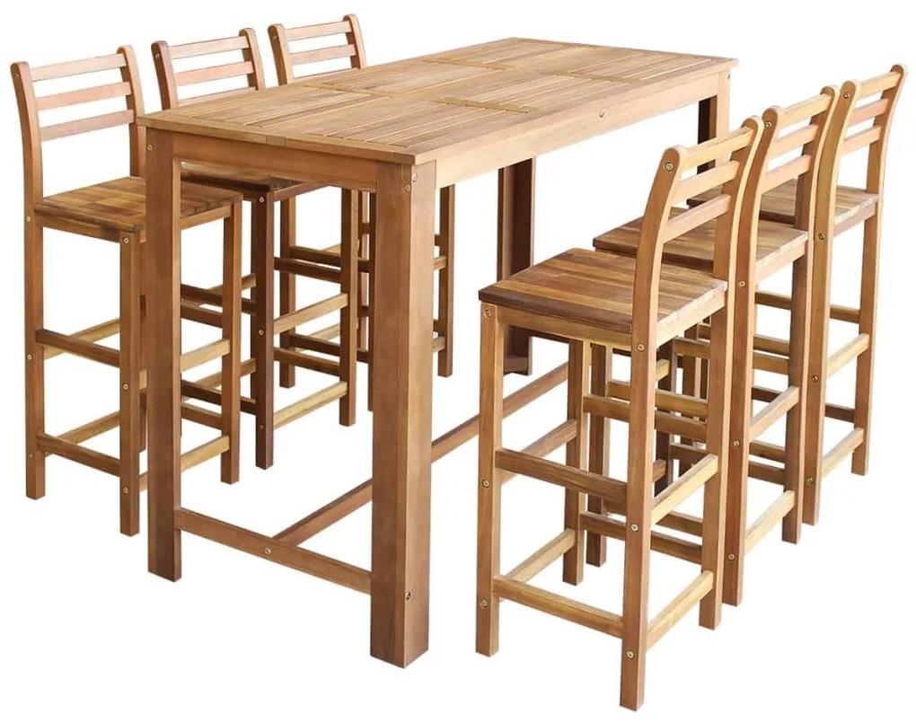 Súprava barového stola a stoličiek 7 ks, masívne akáciové drevo