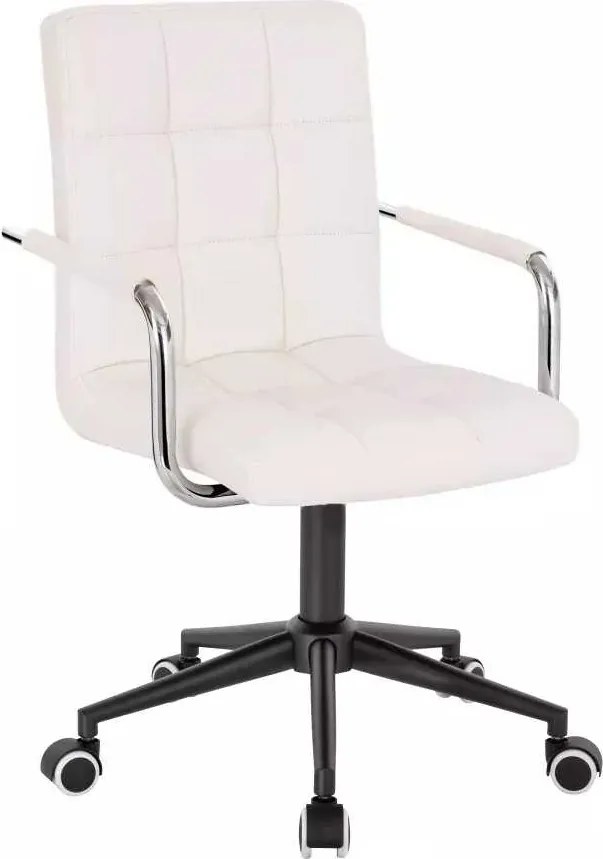 LuxuryForm DESIGN Stolička VERONA na čiernej podstave s kolieskami - biela