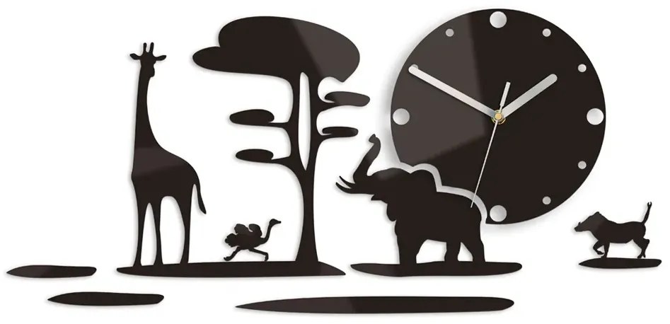 Nástenné hodiny Safari 60 cm čierne