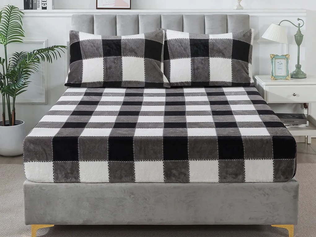 XPOSE® Mikroplyšová plachta KÁRO Exclusive - sivá 180x200 cm