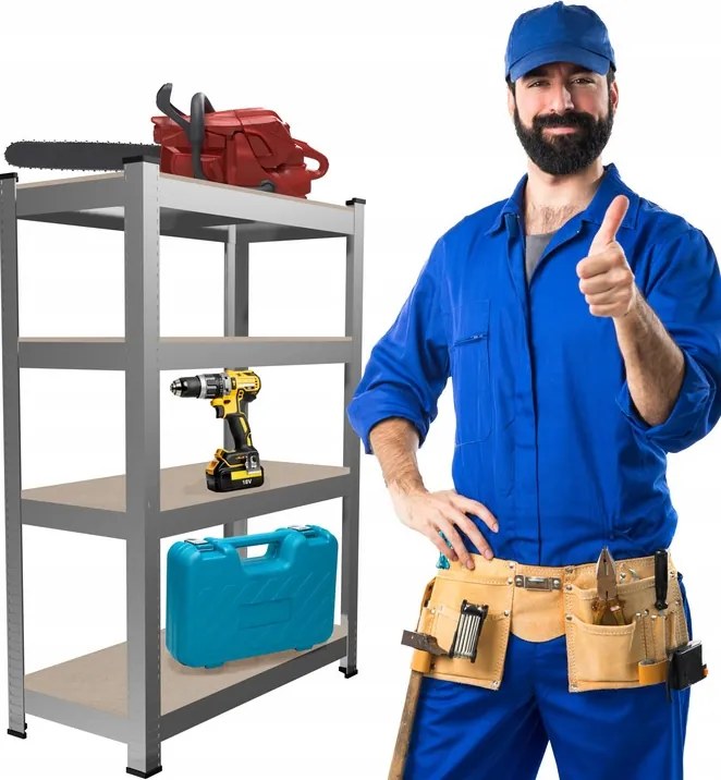 SADA DVÔCH 4-ÚROVŇOVÝCH POLIČIEK 150 x 70 x 30 CM NOSNOSŤ POLIČKY: 150 KG *2165