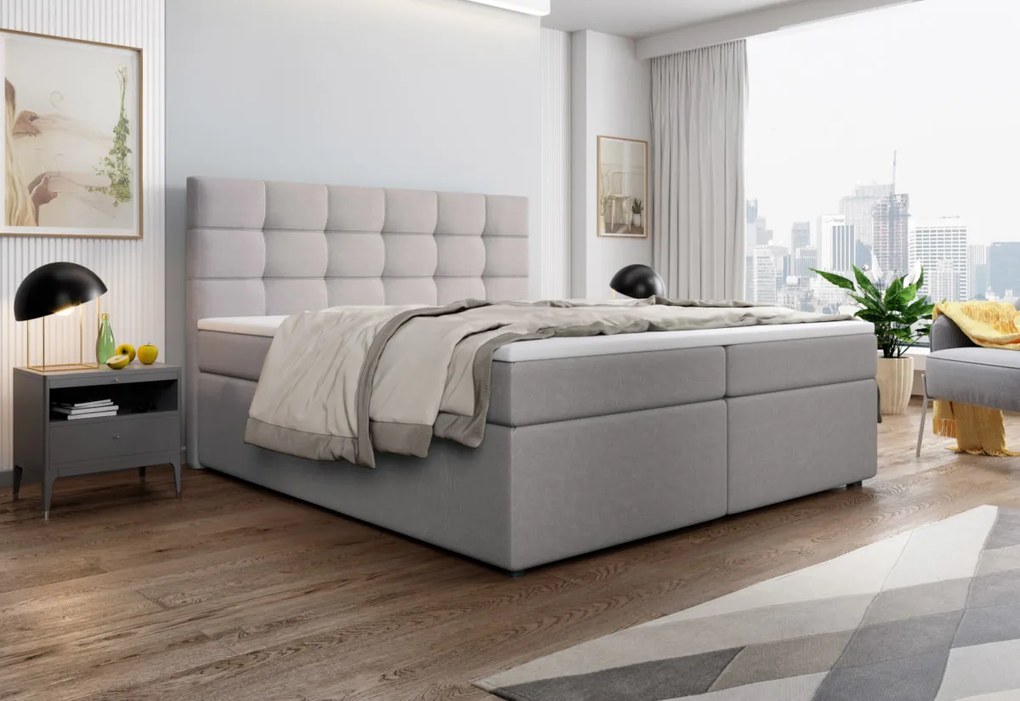 Čalúnená posteľ boxspring SALMA + topper, 140x200, inari 91