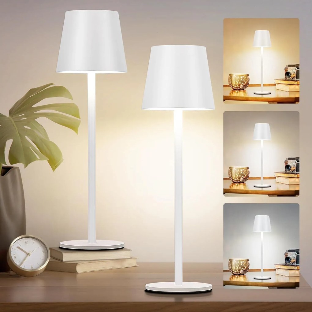 Toolight Toolight, dotyková LED nočná stolná lampa 5W, 3 farby svetla, USB napájanie, APP1370-T WHITE, biela, OSW-08634