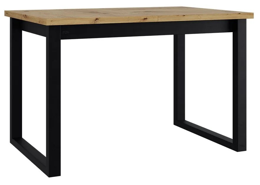 Jedálenský stôl Elarno 92 x 160/240 III L, Morenie: biela - L, Farby nožičiek: čierne kovové