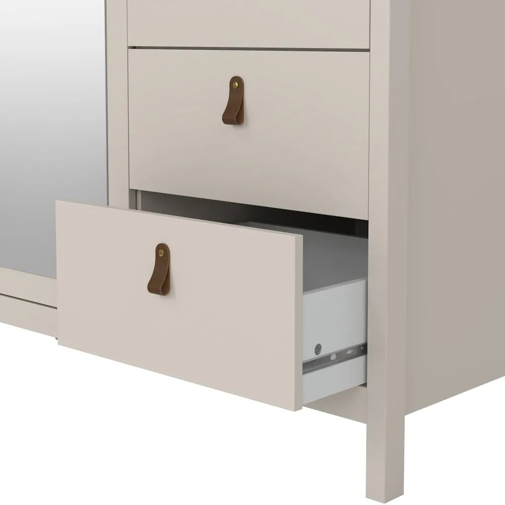 Sivobéžová šatníková skriňa so zrkadlom 150x199x58 cm Madrid – Tvilum