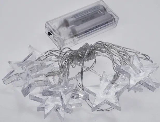 LED vianočná reťaz - Hviezdy - 10 LED - modré svetlo