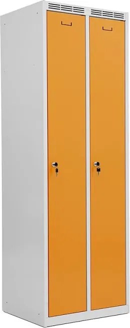 Kovová šatníková skriňa Trestles SS2M 1800x600x500 mm, 2 oddiely, žlté dvere Podnož: bez podnože, Zámok: otočný