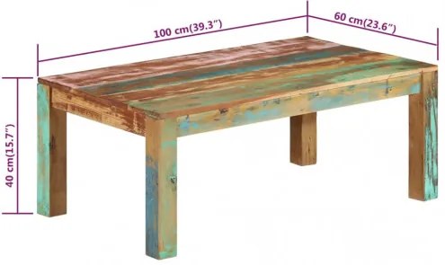 vidaXL Konferenčný stolík masívne recyklované drevo 100x60x40 cm-