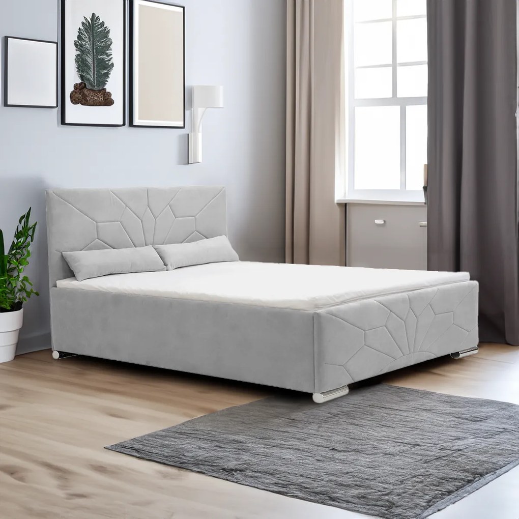 Čalúnená posteľ s úložným priestorom SOLO 140 x 200 cm Světle šedá