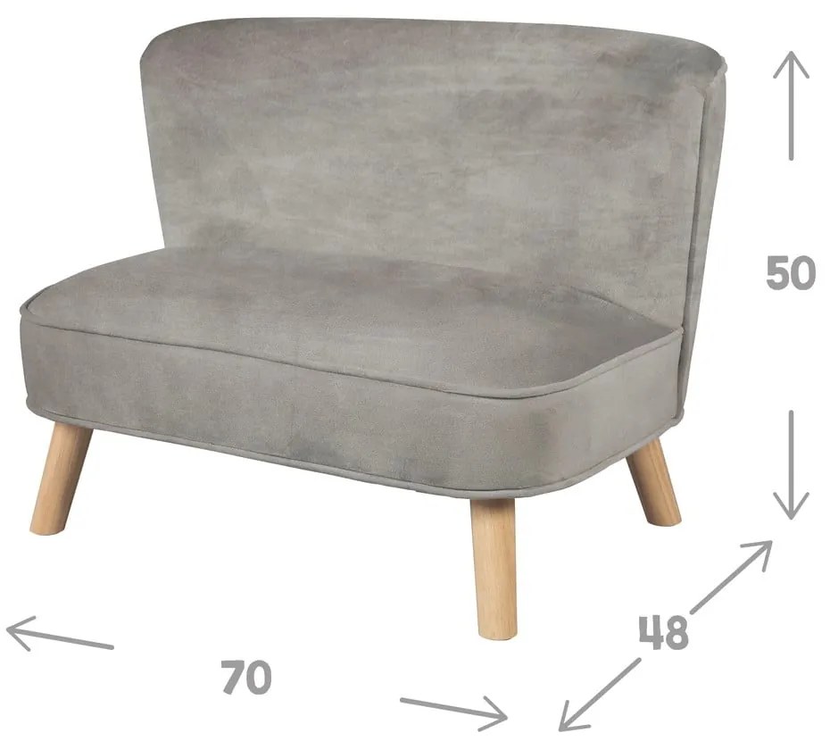 Svetlosivá zamatová detská pohovka 70 cm Lil Sofa – Roba