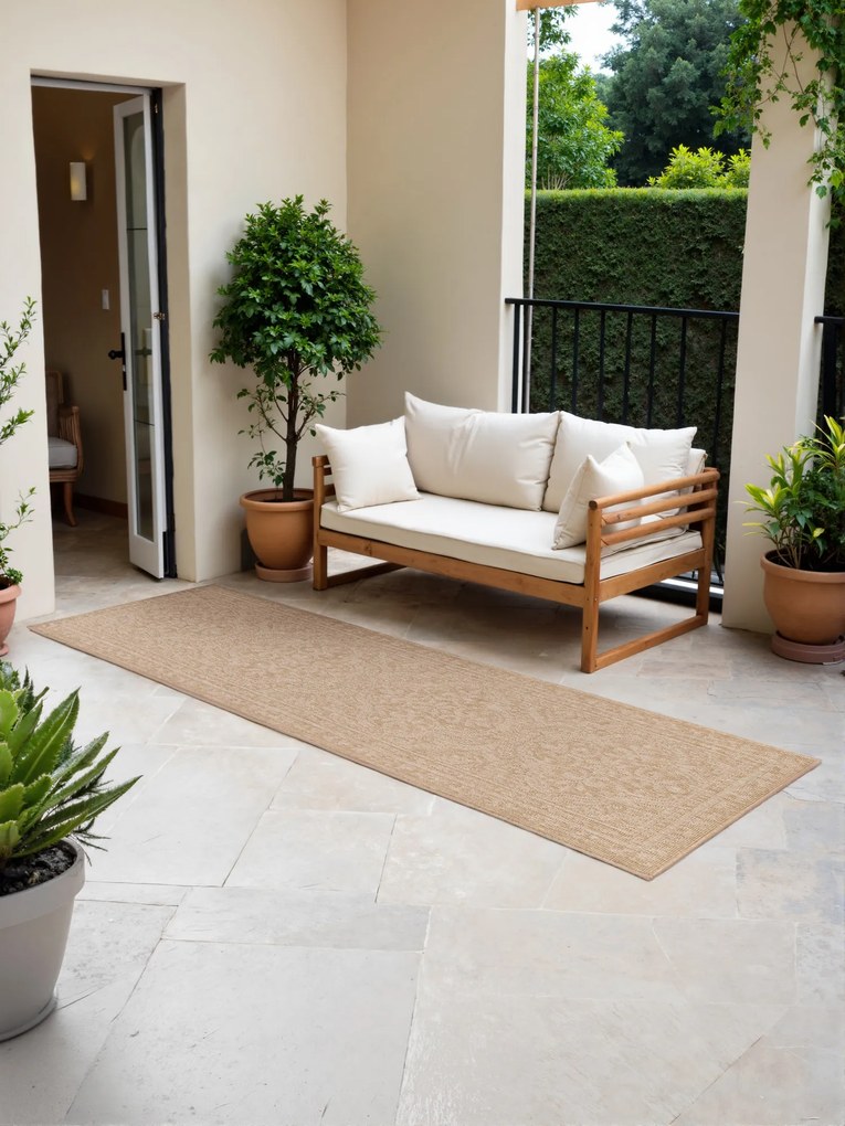 NORTHRUGS, Koberec behúň Duet Rosel 106252 Beige/White - na von aj na doma, 80x250, béžová, chodba / predsieň