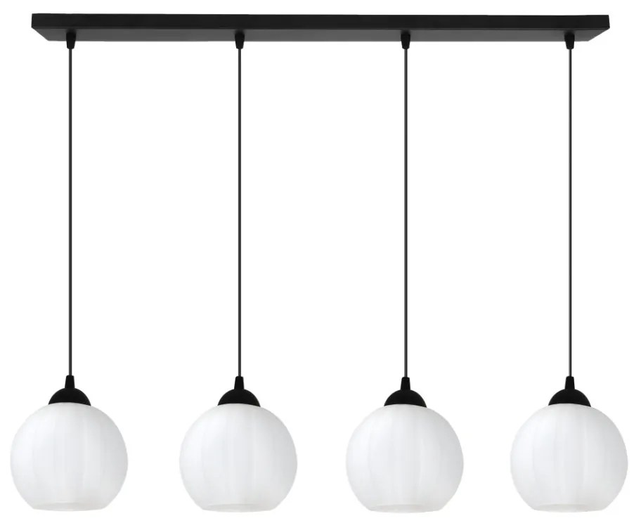 Závesné svietidlo Costa, 4x biele sklenené tienidlo, b