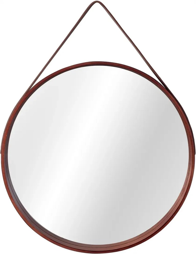 Tutumi Kulaté závěsné zrcadlo 50 cm dřevěné / hnědé NBKL-19028