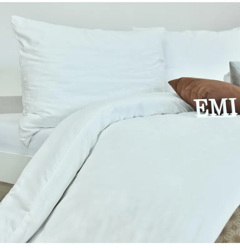 Obliečky Escala satén bielo-hnedé EMI, Štandardný set jednolôžko obsahuje 1x 140x200 + 1x 70x90