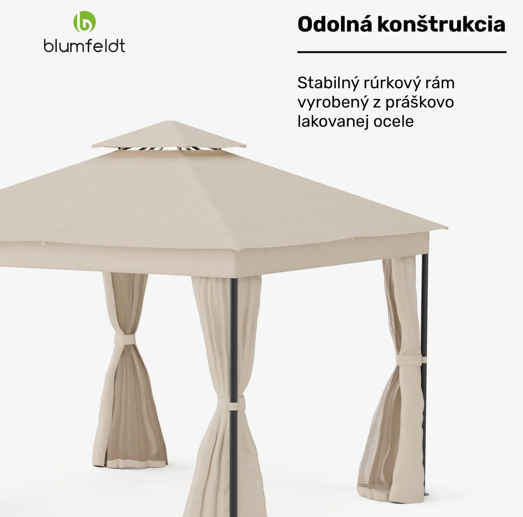 Blumfeldt Altánok Mondo Dual 3x3 s dvojitou strechou a sieťou proti hmyzu