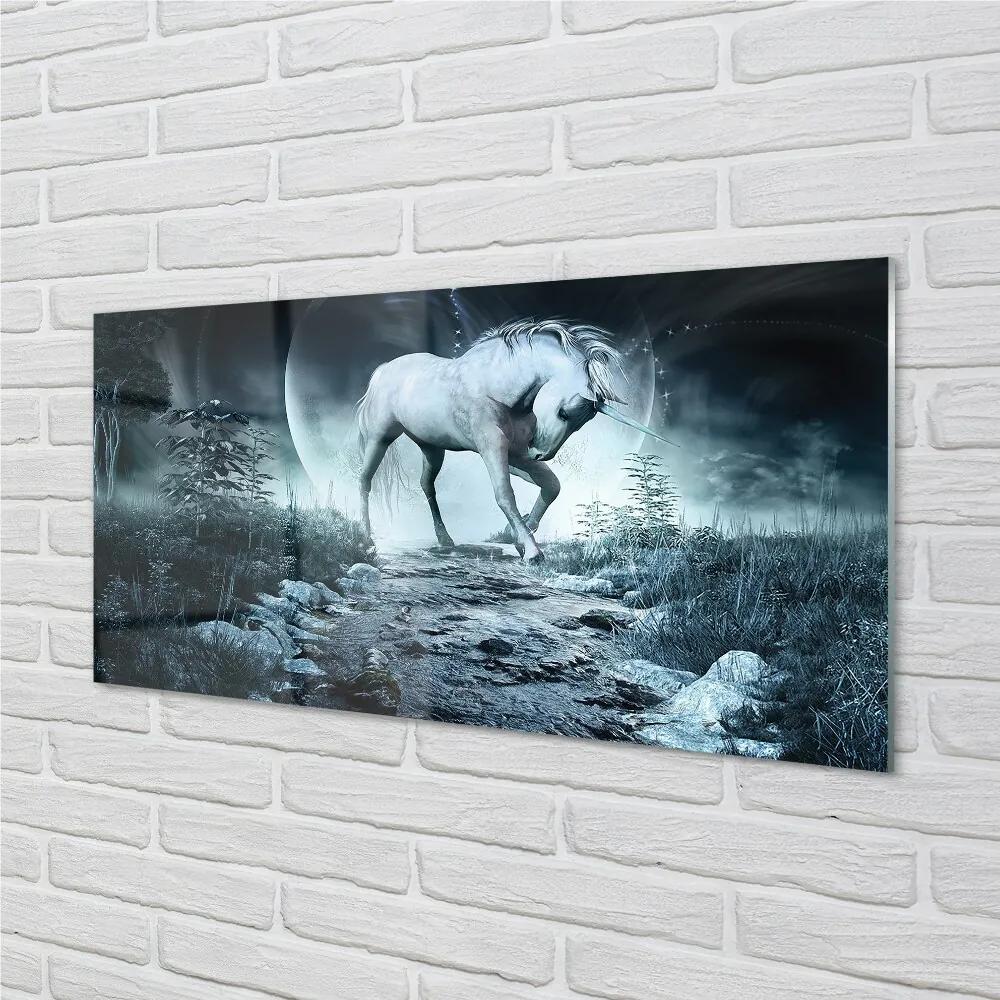 Sklenený obraz Forest Unicorn moon 125x50 cm