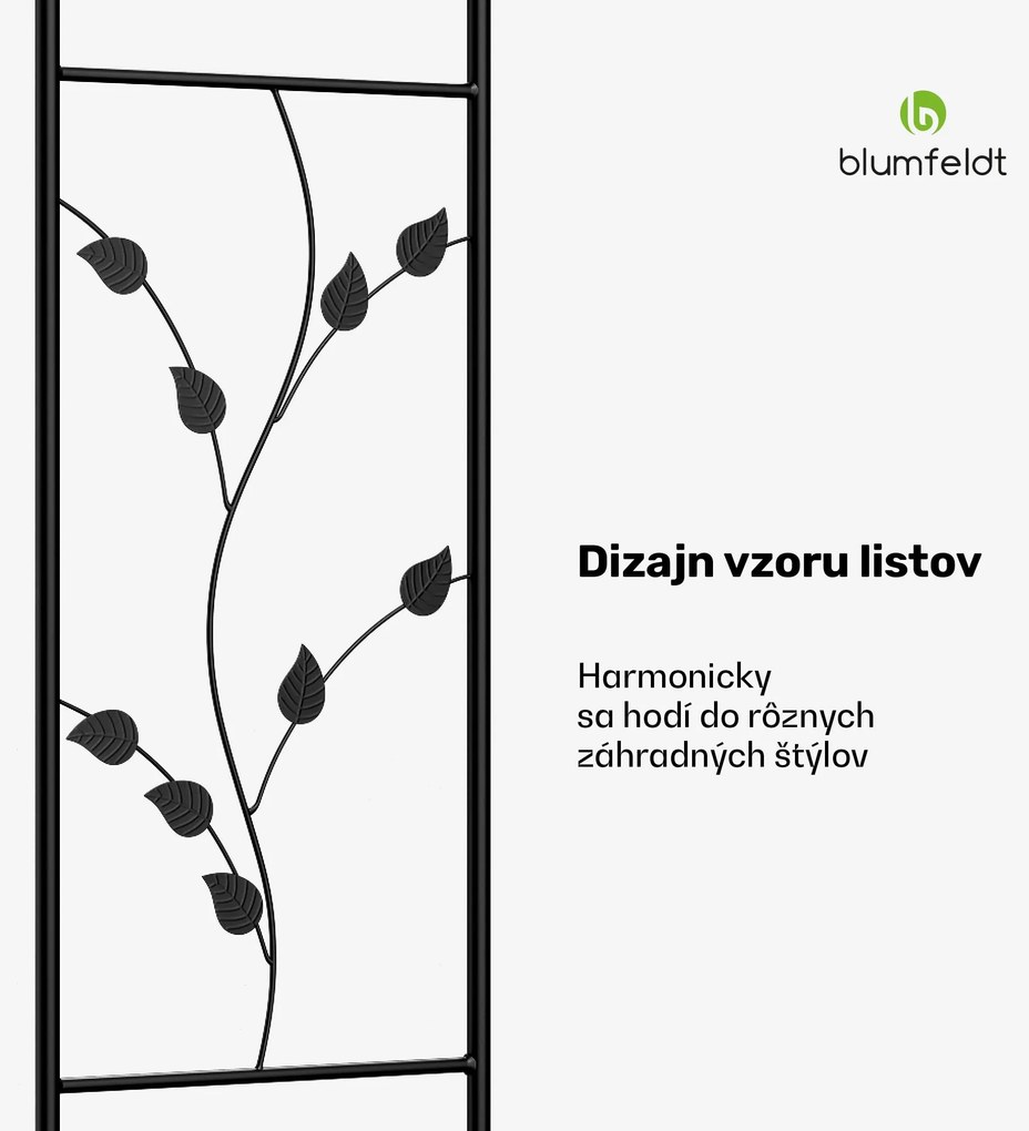 Blumfeldt FloraBelle Cupola oblúk, ozdobné vzory listov, odolný voči poveternostným vplyvom, pomôcka na popínanie