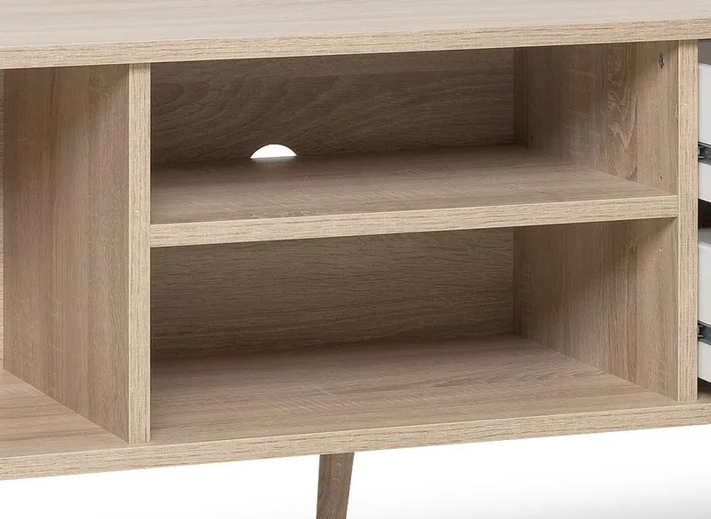 TV skrinka Cuba, dub/biela/šedá/petrolejová