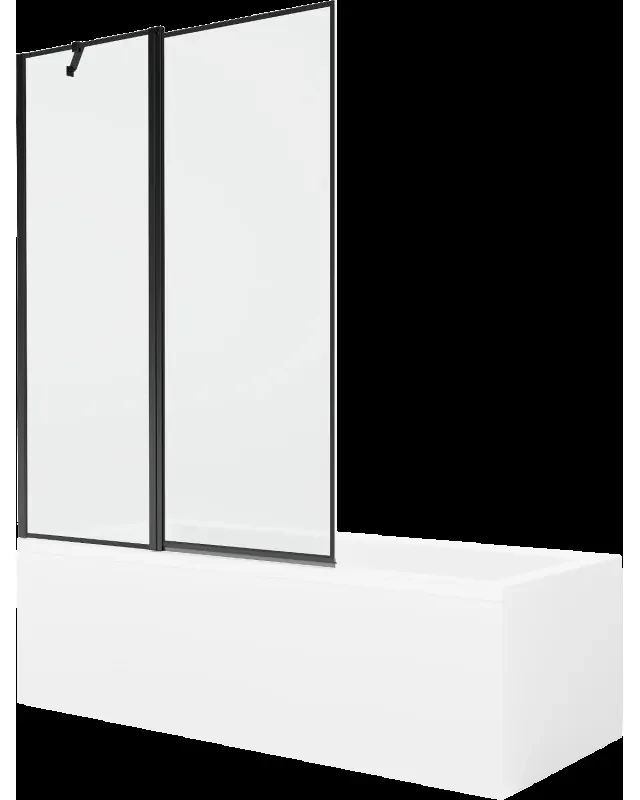 Mexen Cubik obdĺžniková vaňa 170 x 70 cm s obkladom a 1-krídlovou sprchovou zástenou 120 cm, Čierny vzor - 550317070X9412117070