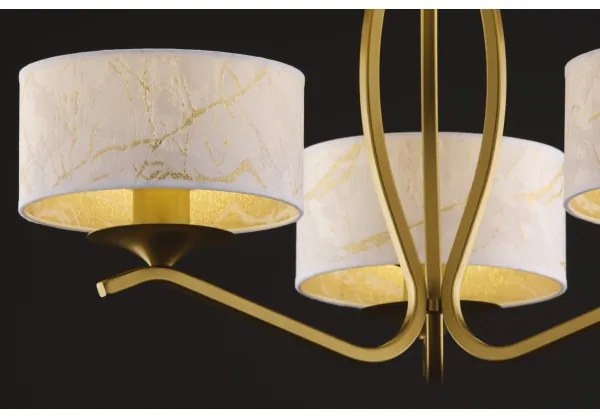 Jupiter 2109 - Luster na tyči KASZMIR 3xE27/15W/230V biela/zlatá/mramorový dekor