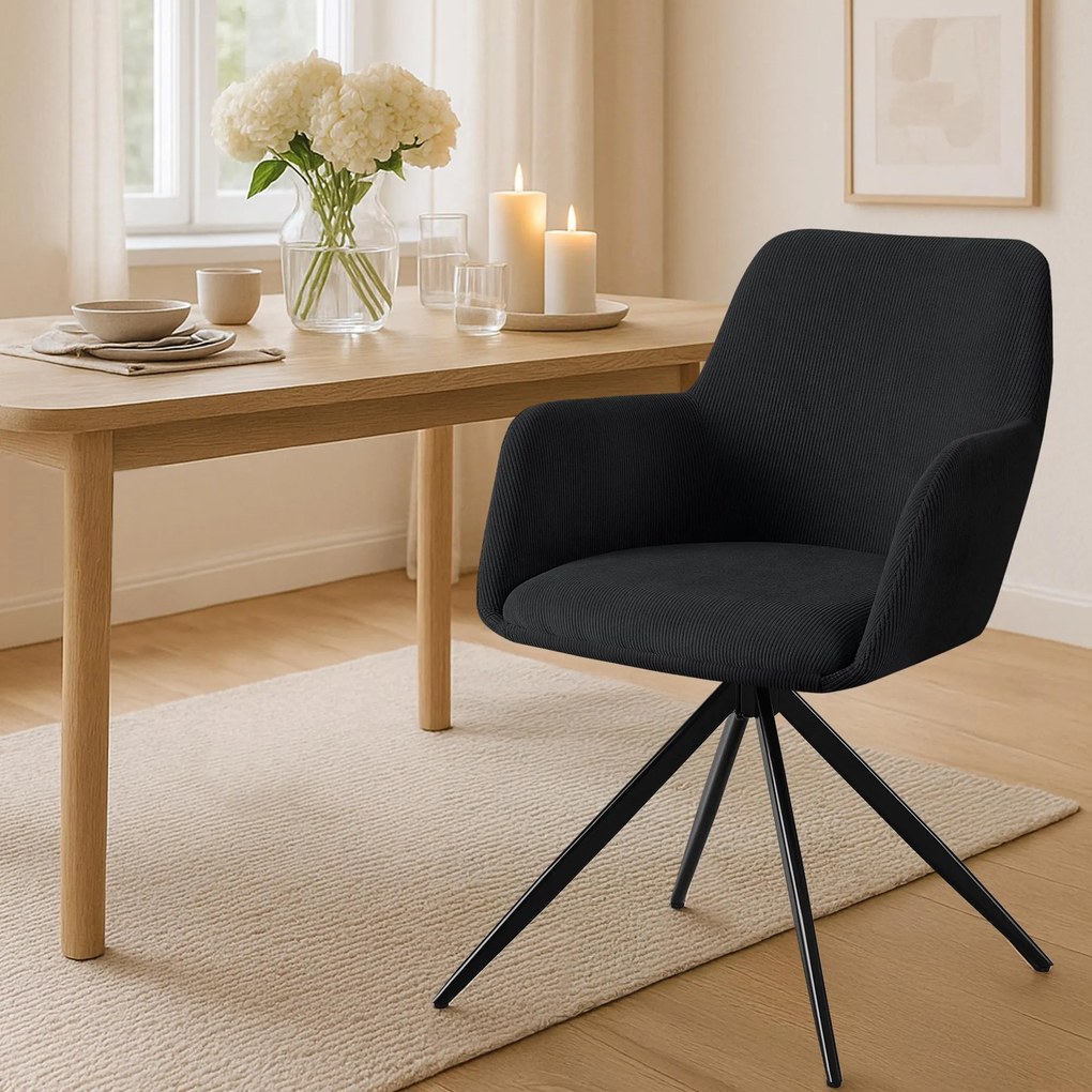 Jedálenská stolička Olema látka cord - čierna