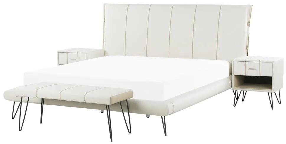 Súprava nábytku do spálne eko-koža 160 x 200 cm biela BETIN Beliani