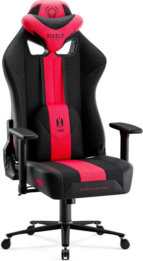 Látkové herné kreslo Diablo X-Player 2.0 Normal Size, karmínovo-antracitové