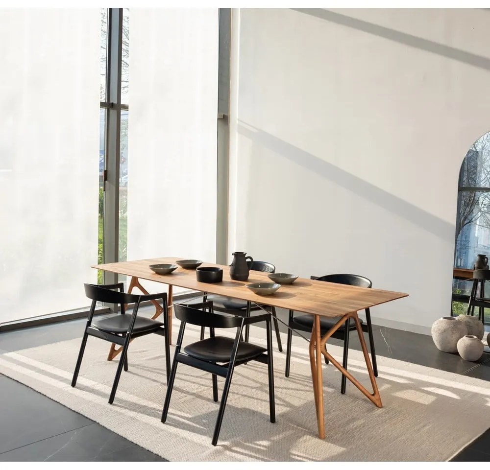 Jedálenská stolička z masívneho dubového dreva s modrosivým sedadlom Gazzda Muna