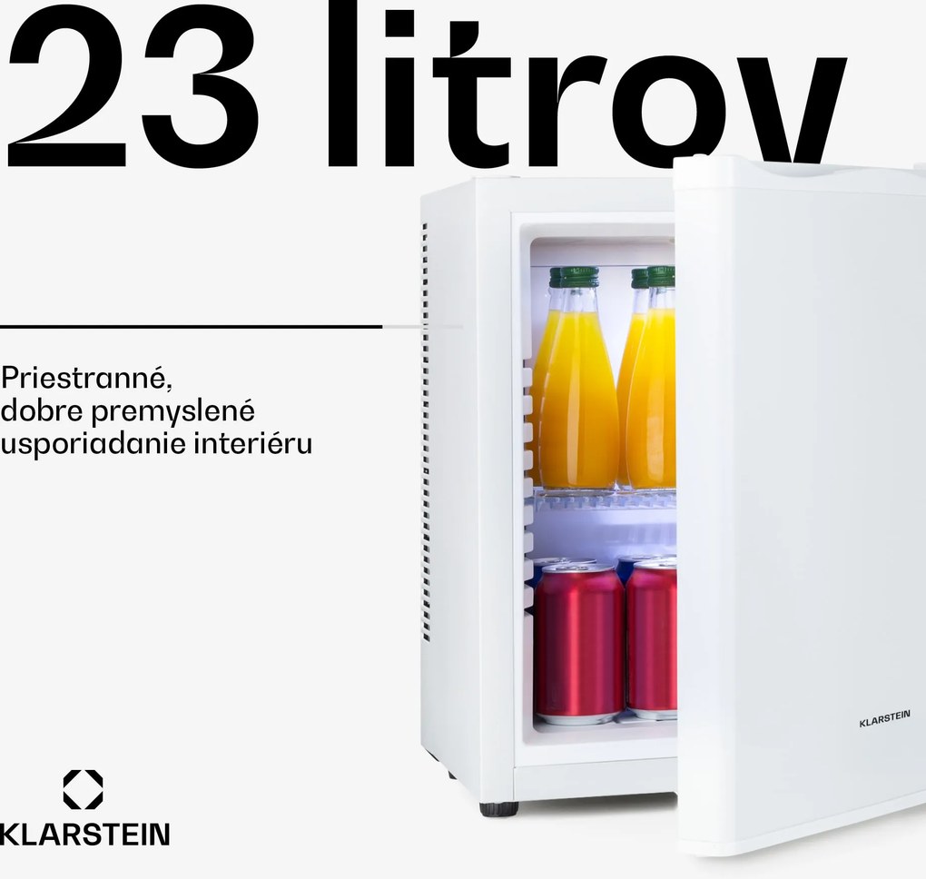 Klarstein Happy Hour, minibar, 5-15°C, energet. trieda G, tichý, 23dB, LED svetlo