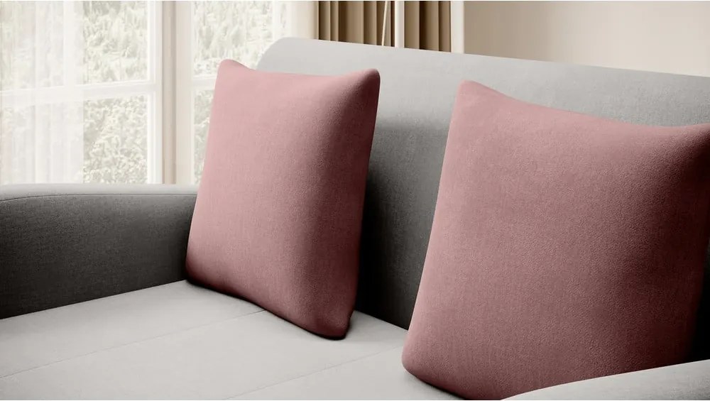 Ružová/svetlosivá zamatová rozkladacia pohovka 130 cm Ario – ELTAP