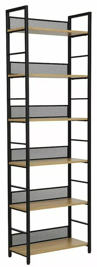 Regál Raw R6 187 cm černý mat/dub přírodní