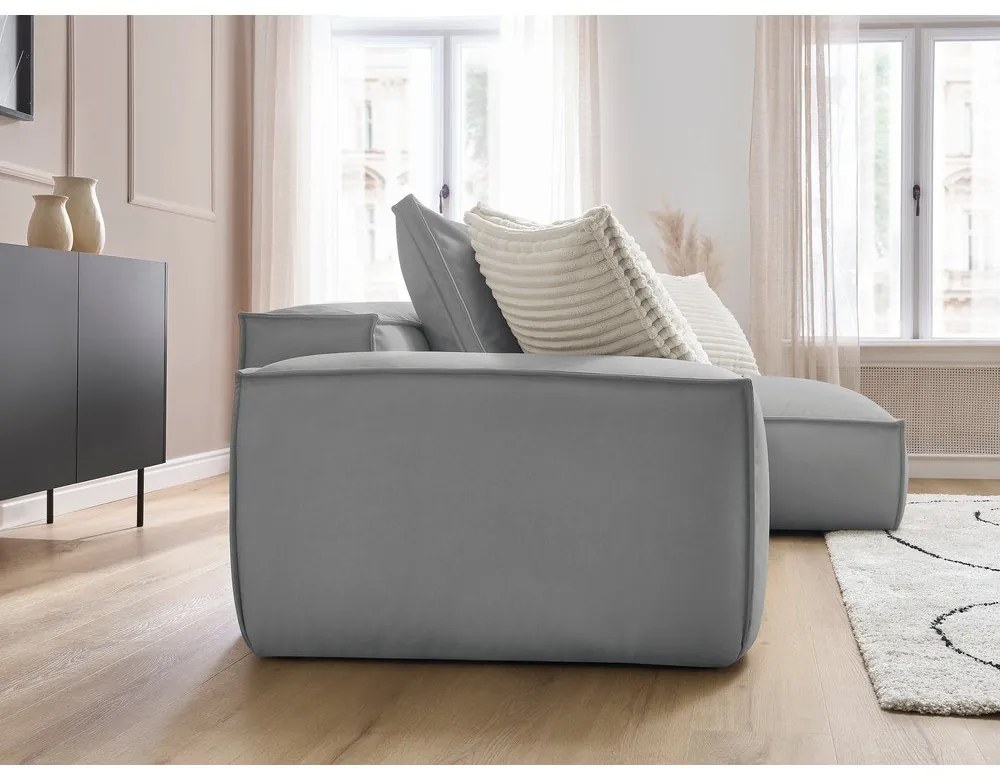 Svetlosivá rohová pohovka z imitácie kože Boheme – Bobochic Paris