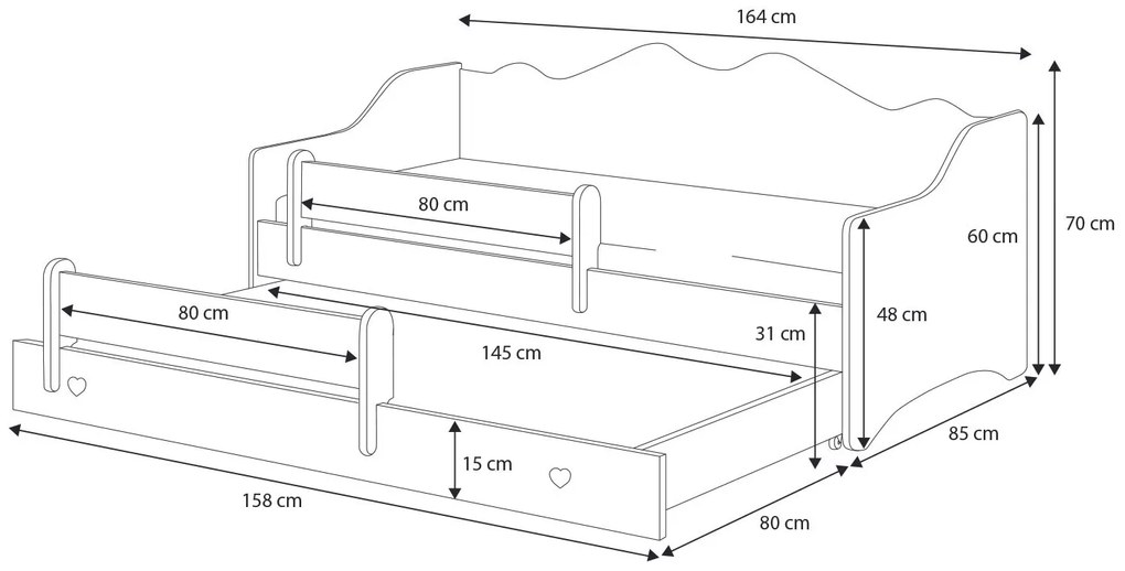 Rozkladacia detská posteľ 160x80 cm. Vlastná spoľahlivá doprava až k Vám domov. 1052148