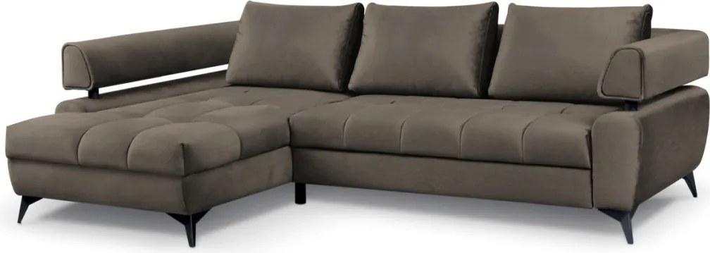 Rohová sedacia súprava Paris, blatistá hnedá látka, ľavý roh