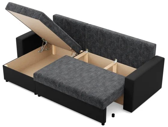 Rohová rozkladacia sedačka LUNA tmavosivá / čierna