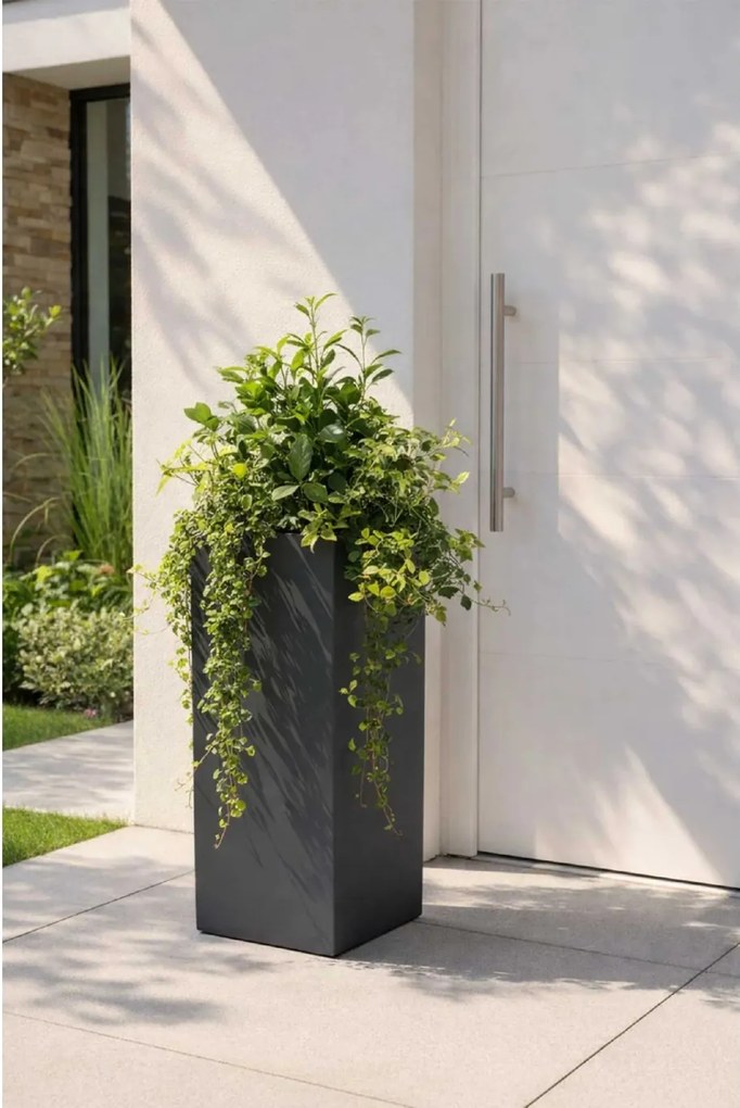 Kvetináč BLOCK, sklolaminát, výška 75 cm, antracit