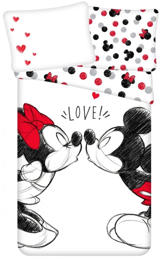 Bavlnené posteľné obliečky Zamilovaní Minnie &amp; Mickey Mouse - Disney - 100% bavlna - 70 x 90 cm + 140 x 200 cm