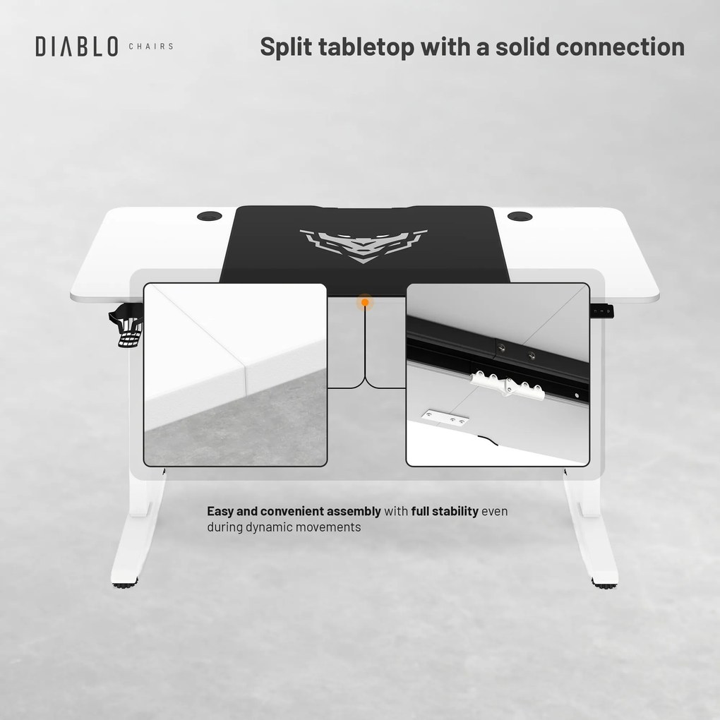 Výškovo nastaviteľný stôl Diablo X-Tensio 1400 biely