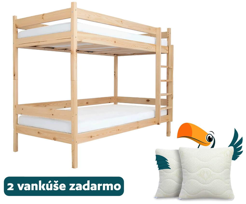 Wilsondo Poschodová posteľ s roštom Paulína 90x200 - prírodná