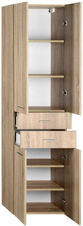 Aqualine Aqualine, ZOJA/KERAMIA FRESH skrinka vysoká 50x184x29cm, dub platin, zásuvky, 51296
