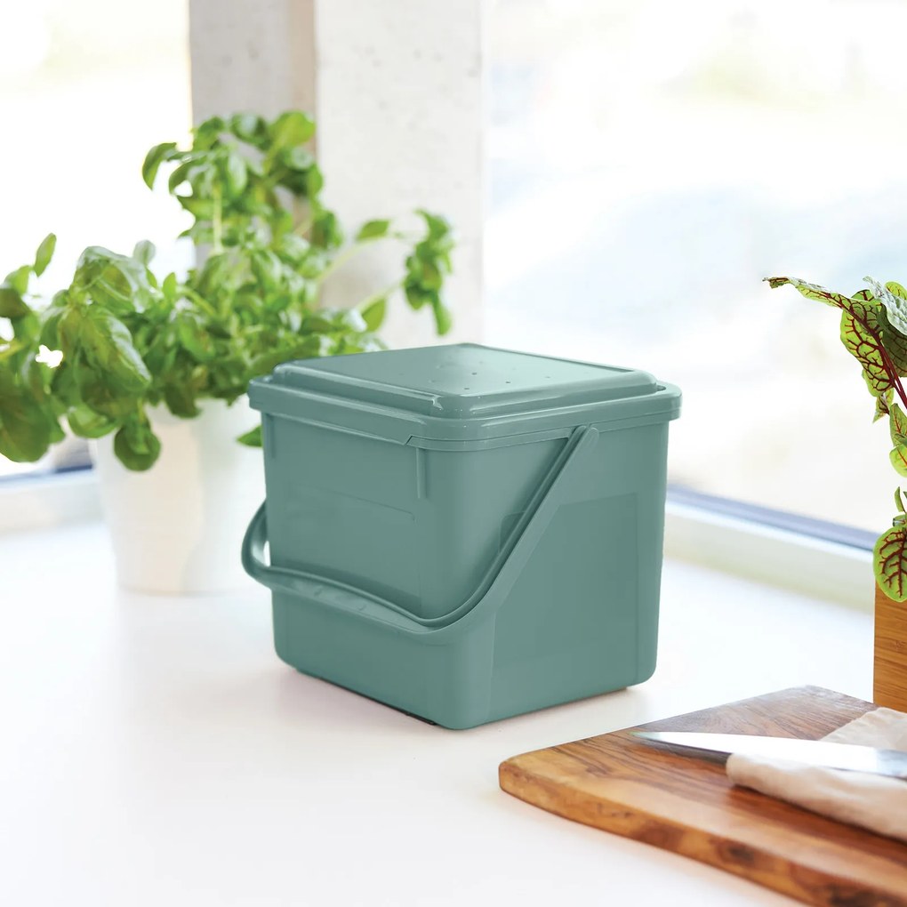 S - Odpadkový kôš na bio odpad, Kompostér BIO, matná zelená, 5 l