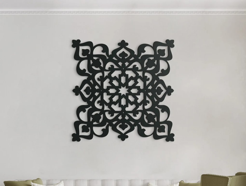 drevko Drevená mandala na stenu Harmónia Rozmer obrazu: 32,5 x 32,5 cm, Farba dekorácie: Čierna