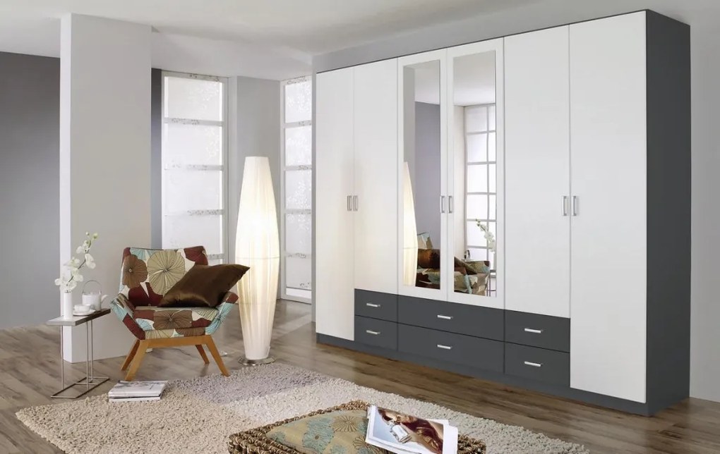 Šatníková skriňa Gamma, tmavo šedá/biela