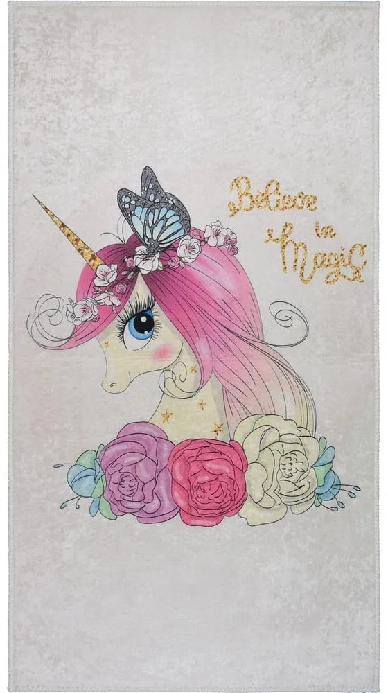 Slonovinový prateľný detský koberec 100x160 cm Cute Unicorn – Vitaus