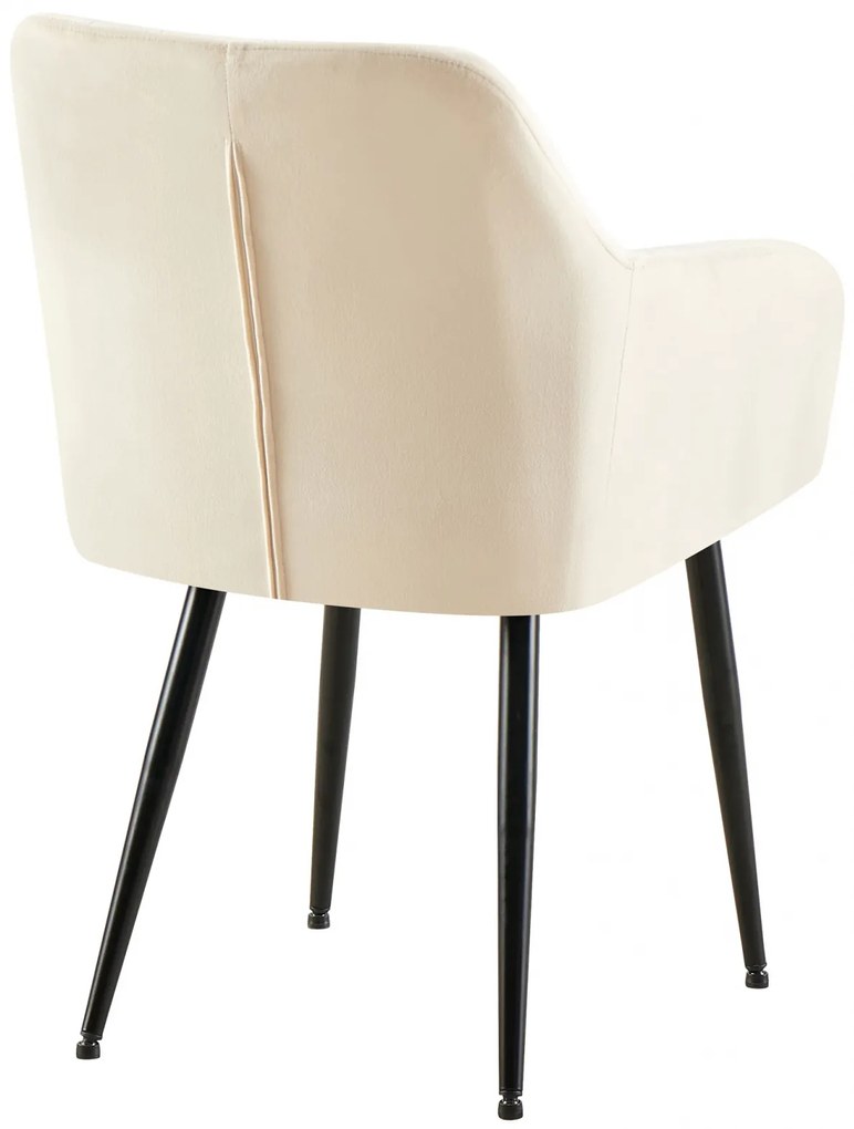 Jedálenská stolička Monett - zamat, B čierny rám - Krémová