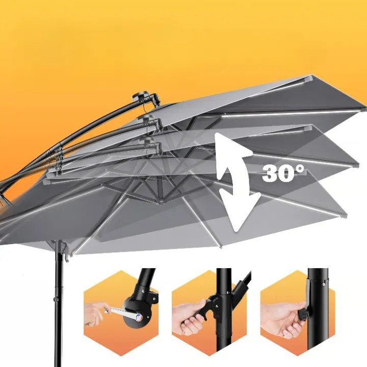 InternetovaZahrada LED slnečník Mali Ø350 cm - antracit