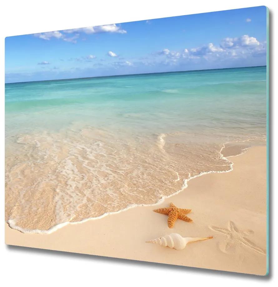 Sklenená doska na krájanie Hviezdice na pláži 60x52 cm
