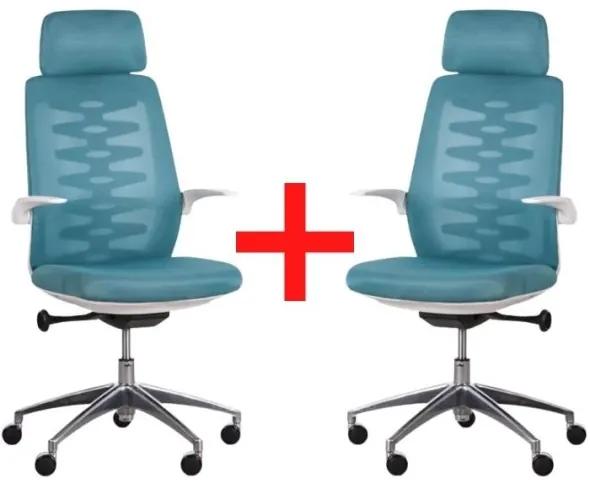 Kancelárska stolička so sieťovaným operadlom SITTA WHITE 1+1 ZADARMO, modrá