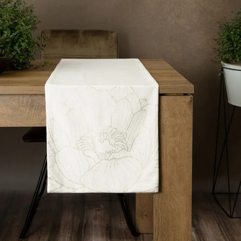 Dekorstudio Elegantný zamatový behúň na stôl BLINK 13 biely Rozmer behúňa (šírka x dĺžka): 35x220cm