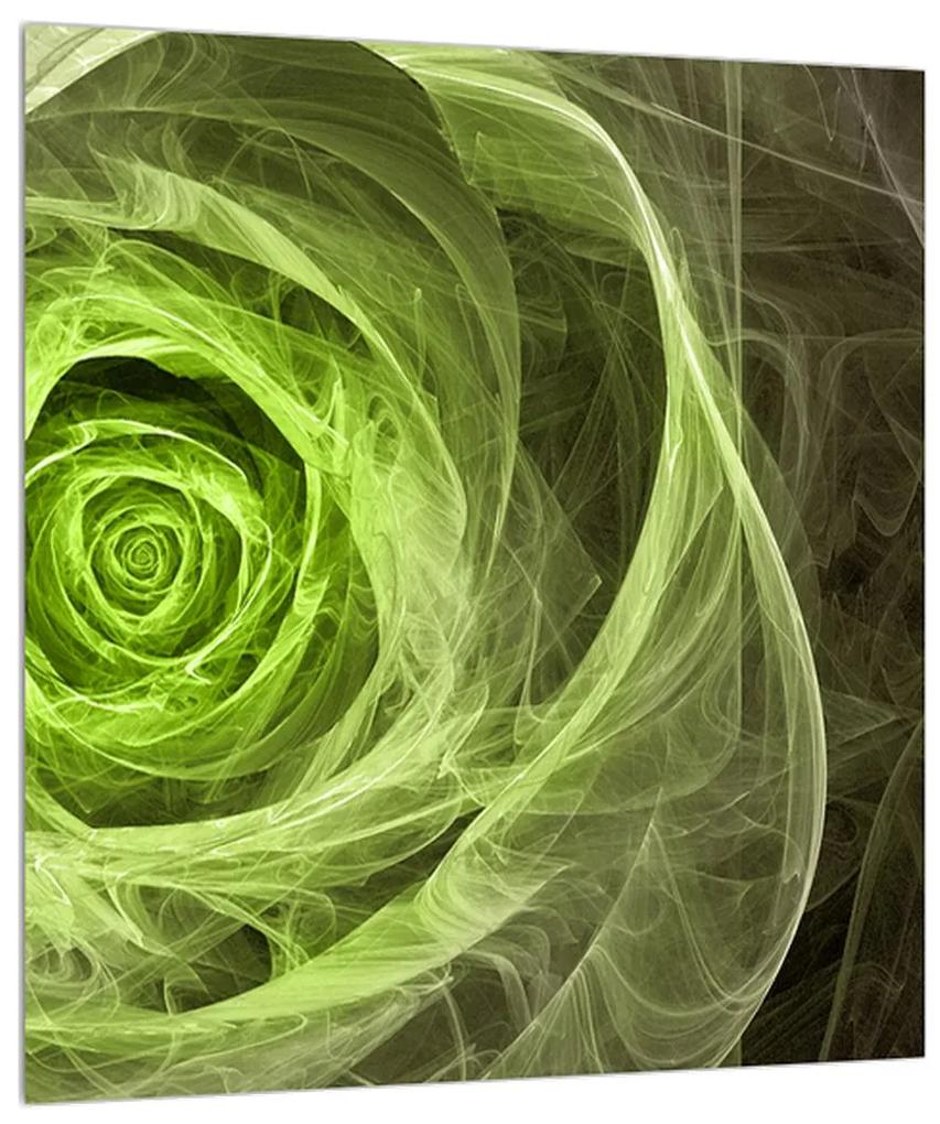 Abstraktný obraz zelenej ruže (30x30 cm)